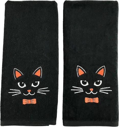 Miniatura 17 de Serafina Home Toallas de mano de baño de Halloween, fantasmas bordados, diseño Boo, juego de 2, color negro, 16 x 25 pulgadas