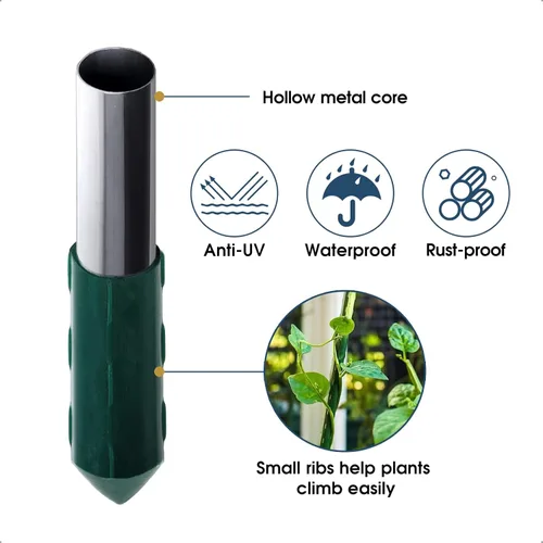 Miniatura 2 de NANOPRETTY Estacas de jardín de 6 pies para soporte de plantas al aire libre, varillas de metal de 0.78 pulgadas de diámetro, postes de metal