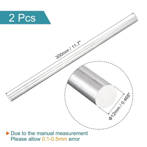 Miniatura 2 de MECCANIXITY Varilla redonda sólida de aluminio de 0.472 in de diámetro, 11.811 in de longitud, para manualidades, paquete de 2