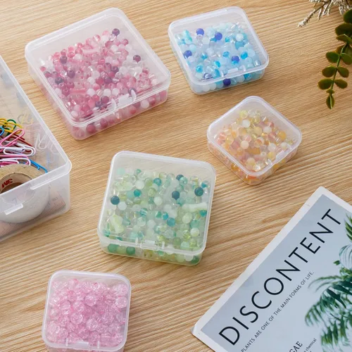 Miniatura 3 de Goodma 30 contenedores cuadrados vacíos de plástico transparente con tapas con bisagras para objetos pequeños y otros proyectos de manualidades