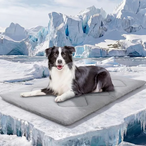 Miniatura 15 de ASENKU Tapete refrescante para perros, portátil y duradero, absorción física del calor, cama refrescante antideslizante y transpirable de verano Azul
