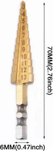 Miniatura 2 de KATUR - Broca escalonada de titanio HSS (11 tamaños de 3 a 0.512 in)