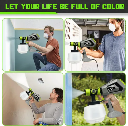 Miniatura 7 de Pulverizador de pintura de 700 W, pistola de pintura eléctrica con contenedor de capacidad de 40.6 fl oz, 4 tamaños de boquilla, fácil de limpiar
