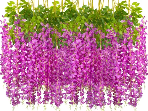 Miniatura 11 de AITISOR Paquete de 24 guirnaldas artificiales de vid de glicina falsa (3.75 pies), guirnalda colgante de flores de seda para decoración del hogar