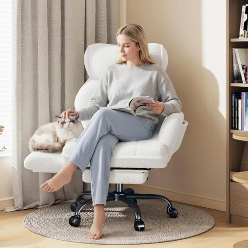 Miniatura 7 de DurayLoly Silla de oficina grande y alta con brazos y respaldo ajustables, silla de oficina ergonómica con reposapiés y tela cómoda para oficina