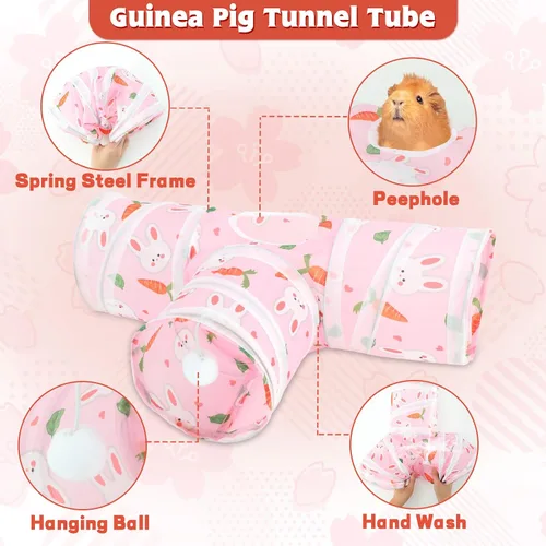 Miniatura 3 de YUEPET Túneles y tubos plegables de conejillo de indias de 5.9 pulgadas, túnel de juego de 3 vías para mascotas, escondite de animales pequeños