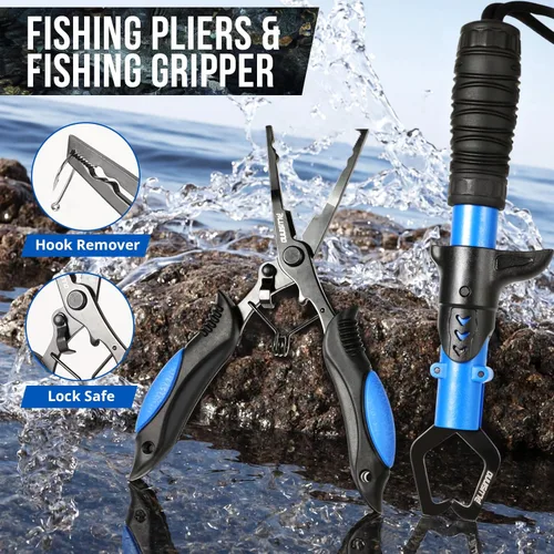 Miniatura 4 de PLUSINNO Bolsa Impermeable Tipo Bandolera para Aparejos de Pesca con Cajas de Aparejos y Portacañas, Regalos para Hombres con Señuelos, Alicates