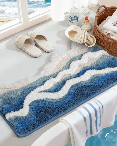 Miniatura 12 de DEXI Leaf - Alfombras de baño Monstera, 23.5 x 31.5 pulgadas, suaves, esponjosas y lindas con parte trasera antideslizante, alfombra de baño lavable