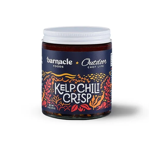 Barnacle Foods Kelp Chile Crujiente, 6 oz. - Especia Media - Hecho en Alaska - Chile Crujiente y Sabroso con Cebolla, Ajo y Chiles de Árbol -