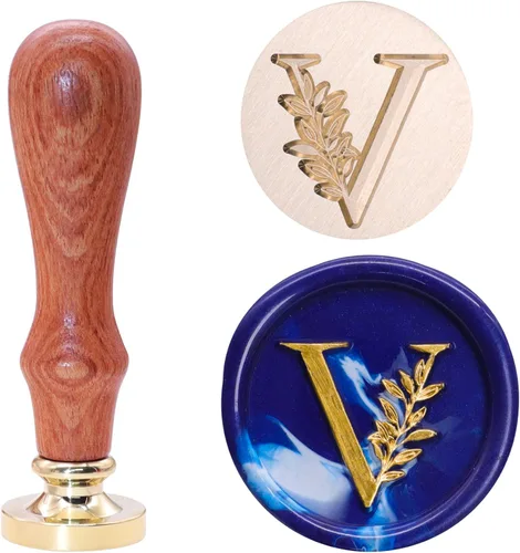Miniatura 21 de SWANGSA Kit de Sello de Cera con Inicial del Alfabeto H, Sello de Sellado de Letras con Hojas Botánicas Elegantes Vintage con Perlas de Cera