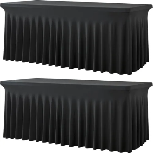 Miniatura 27 de Paquete de 2 manteles de spandex para mesas rectangulares de 8 pies, mantel elástico rosa de 8 pies, manteles ajustados, falda de mesa para fiestas