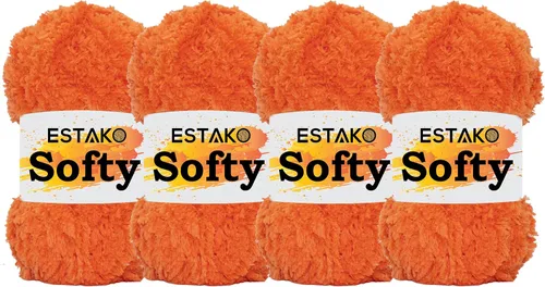Miniatura 19 de Estako Softy 100% Poliéster Esponjoso Suave Grueso Peso #5 Hilado para Crochet y Tejido 3.52 oz (100 gr) 98 Yds (90 m) (9110 - Blanco)