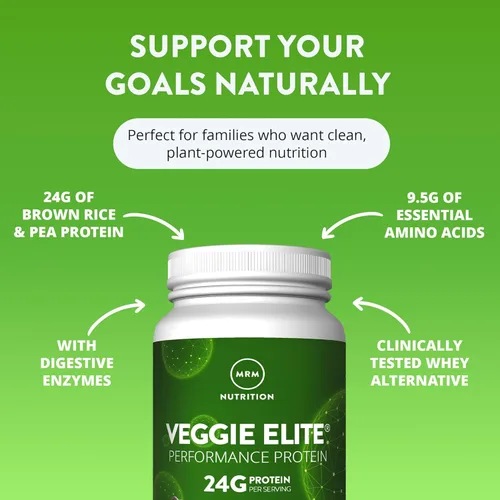 Miniatura 3 de MRM Nutrition Veggie Elite Performance Proteína Sabor a moca de chocolate Proteína a base de plantas Fácil de digerir Con BCAA Vegano +