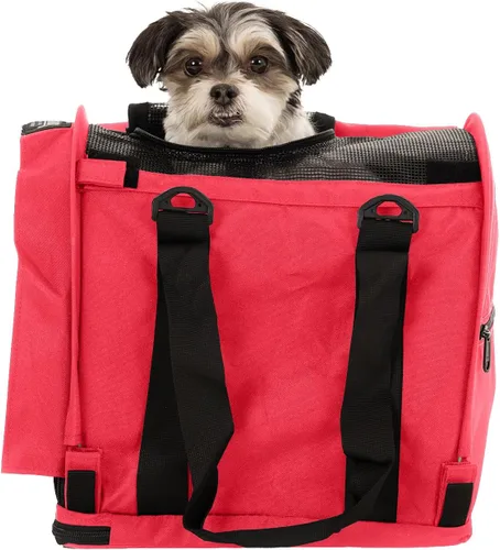 Miniatura 13 de SturdiBag XL - Transportador de viaje para mascotas: altura flexible para gatos y perros, lados suaves con clips de seguridad y correas