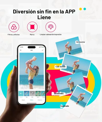 Miniatura 8 de Liene Impresora Fotográfica 2x3 Pulgadas, Mini Impresora de Imágenes con 10 Papeles Adhesivos Zink, Bluetooth 5.0, Compatible con iOS y Android