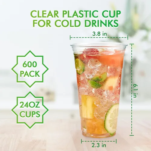 Miniatura 4 de Lilymicky Paquete de 600 unidades de vasos de plástico transparente de 24 onzas, vasos desechables de PET para beber, cristal claro, perfecto