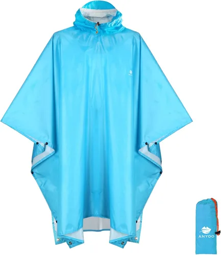 Miniatura 43 de ANYOO Poncho de lluvia con capucha para adultos, impermeable, ligero, para hombres y mujeres, chaqueta de lluvia reutilizable para emergencias al