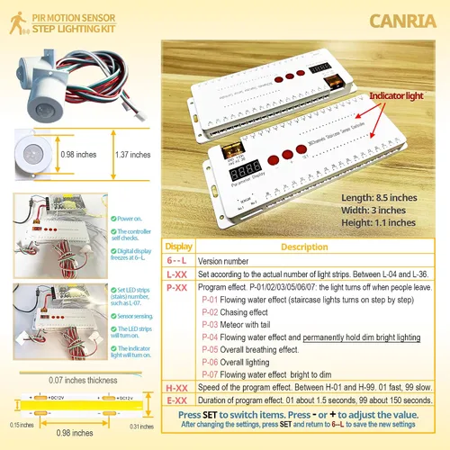 Miniatura 6 de PIR Sensor de movimiento LED Luces de escalera para interiores y exteriores Escalera Escalera Kit de iluminación con 3000K blanco cálido COB