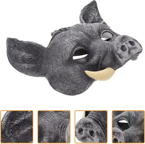Miniatura 7 de 1 máscara de cerdo de jabalí de terror de Halloween para Halloween, Navidad, mascarada, carnaval, disfraces, fiesta, accesorios Negro