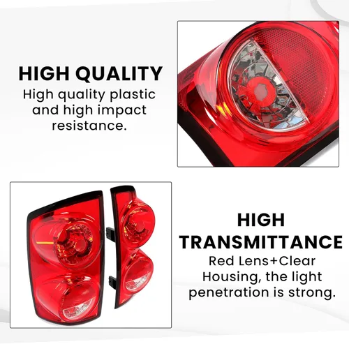 Miniatura 4 de Luz trasera HECASA compatible con 2007-2009 Dodge Ram 1500/2500/3500 ensamblaje de lámpara de luz trasera de camioneta para lado del conductor Lente