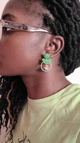Miniatura 2 de Aretes de sandía para mujer, lindos aretes de verano, aretes de declaración verde fruta, primavera