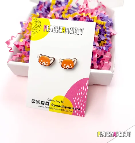 Miniatura 2 de PeachyApricot Lindos pendientes de panda rojo
