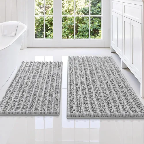 Miniatura 50 de Smiry Juego de 2 alfombras de baño, suaves y absorbentes, parte trasera de goma antideslizante, lavables a máquina, juego de alfombras de baño