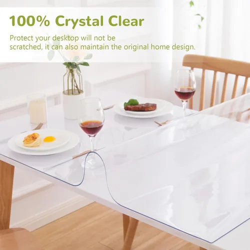 Miniatura 5 de Protector de mesa transparente de 36 x 60 pulgadas, protector de mesa transparente para comedor, protector de mesa de plástico de 1.5mm, almohadilla