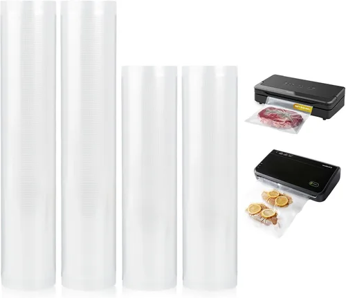 4 rollos de bolsas selladoras al vacío compatibles con sellador al vacío Anova & FoodSaver, 11 pulgadas x 16.4 pies y 8.3 x 16.4 pies, sin BPA, para