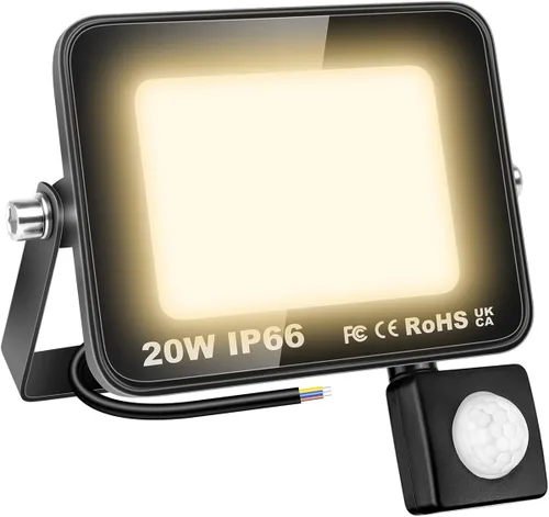 Miniatura 11 de Willpower Reflector LED con sensor de movimiento, luces de seguridad para exteriores de 10 W, 1000 lúmenes, lámpara exterior de 4000 K, luz blanca
