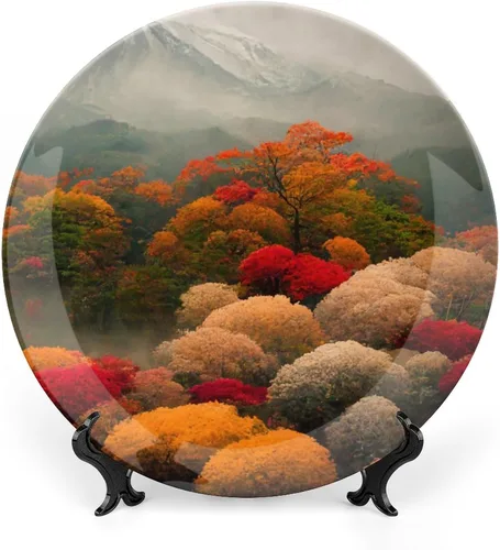 Miniatura 14 de Platos decorativos de Acción de Gracias para decoración del hogar, temporada de otoño de Japón, árboles de arce, ríos y barcos, bandeja decorativa