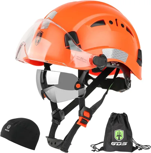 Miniatura 8 de GREEN DEVIL Casco de seguridad con visera tintada y transparente con ventilación Casco de construcción ABS Cascos de construcción para hombres Negro