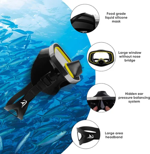 Miniatura 3 de Máscara de buceo con válvula de drenaje de visión amplia, adecuada para adultos, buceo, buceo libre y esnórquel
