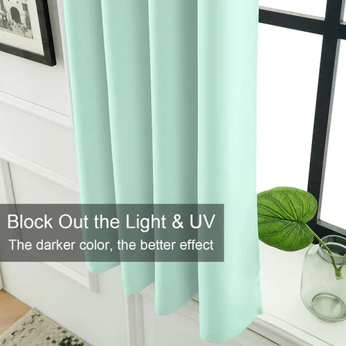 Miniatura 4 de LA PALMA Cortinas opacas con bolsillo para cortinero para sala de estar, bloqueo de luz, aislamiento térmico, reducción de ruido, cortinas