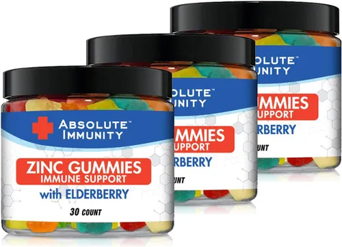 Miniatura 3 de Absolute Immunity - Gomitas de ZINC y saúco, salud del sistema inmunológico, adultos y niños, 30 unidades, paquete de 3