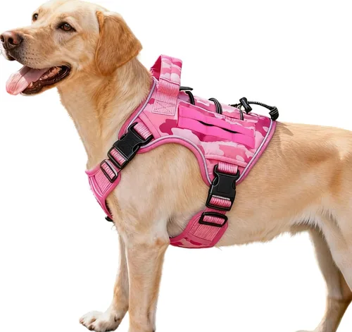 Miniatura 102 de Arnés táctico para perros grandes, chaleco reflectante ajustable sin tirones con sistema Molle, control de grado militar K9 para entrenamiento