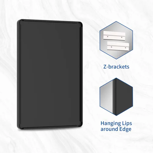 Miniatura 7 de WEER - Espejo de baño negro de 48x32 pulgadas, espejo rectangular con marco de metal negro para pared, espejo de tocador mate de vidrio templado