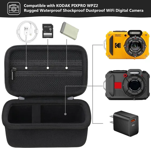Miniatura 2 de Funda de transporte compatible con KODAK PIXPRO WPZ2, resistente al agua, a prueba de golpes, a prueba de polvo, WiFi, funda de viaje con bolsillo