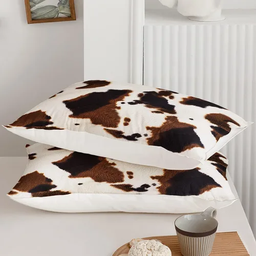 Miniatura 5 de Axolotl Juego de ropa de cama de cuero de vaca occidental, juego de edredón con estampado de vaca marrón y blanco para niños, niñas, adolescentes