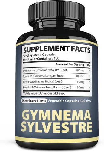 Miniatura 8 de Satoomi Pure Gymnema Sylvestre Cápsulas Extracto - 180 cápsulas de 6 meses - Mezclado con hoja de neem, albahaca sagrada y raíz de curcumina