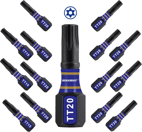 Miniatura 13 de Geinxurn Juego de brocas de destornillador magnético de impacto de seguridad T15 de 2 pulgadas, juego de brocas de potencia de cabeza Torx #15 de 51