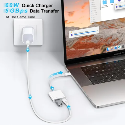Miniatura 5 de Cable USB C a USB OTG y adaptador de cargador para iPhone 17 Pro Max 16e 16 15 Samsung Galaxy S26 S25 S24 S23 S22 USB C OTG Splitter Adaptador