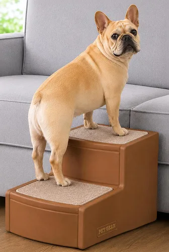 Miniatura 6 de Escalera para mascotas de 2 escalones para gatos y perros de hasta 75 libras, Chocolate