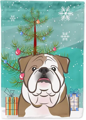 Miniatura 123 de Caroline's Treasures BB1622CHF - Bandera de casa Shih Tzu con árbol de Navidad y gris plateado para porche, grande, para colgar en la pared