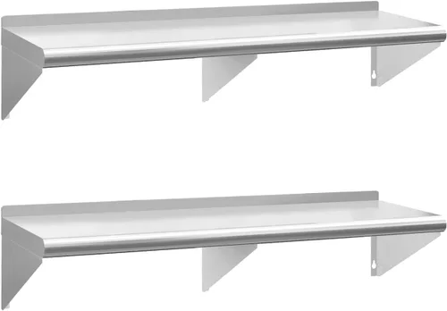 Miniatura 37 de Estante de acero inoxidable de 12 x 36 pulgadas, estantes de acero inoxidable comerciales de 300 libras para montaje en pared, estantes de metal 1