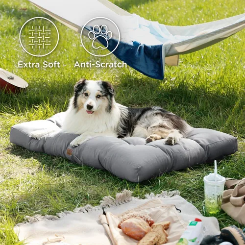 Miniatura 3 de Bedsure Camas para Perros de Tamaño Grande - Colchón de Cama para Mascotas Lavable con Tela Oxford, Cojín de Almohada para Mascotas para Jaula, Gris