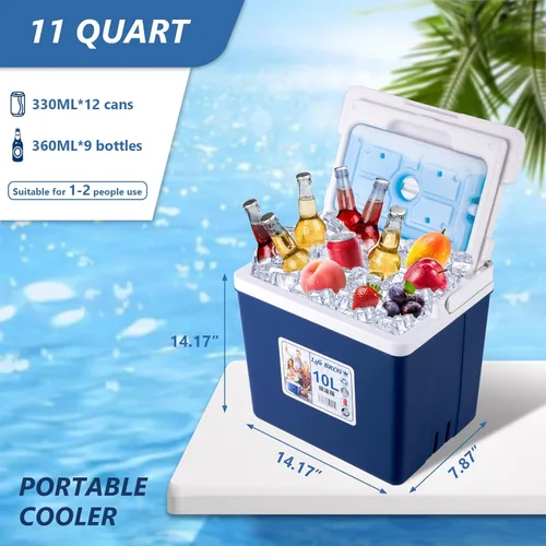 Miniatura 2 de Hielera portátil aislada de 11Qt 19Qt, caja de almuerzo con hielera a prueba de fugas, enfriadores duros con paquete de hielo extra para barbacoa