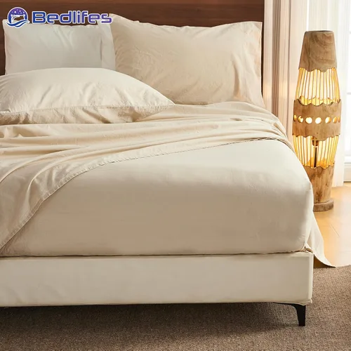 Miniatura 9 de Bedlifes Juego de sábanas de 100 % lino puro francés, transpirable y refrescante, suave, duraderas y absorben la humedad, bolsillo profundo de 16