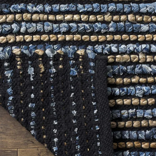 Miniatura 7 de SAFAVIEH Cape Cod Collection - Alfombra de área de 10 x 14 pies, azul, hecha a mano de algodón trenzado y yute, ideal para zonas de alto tráfico