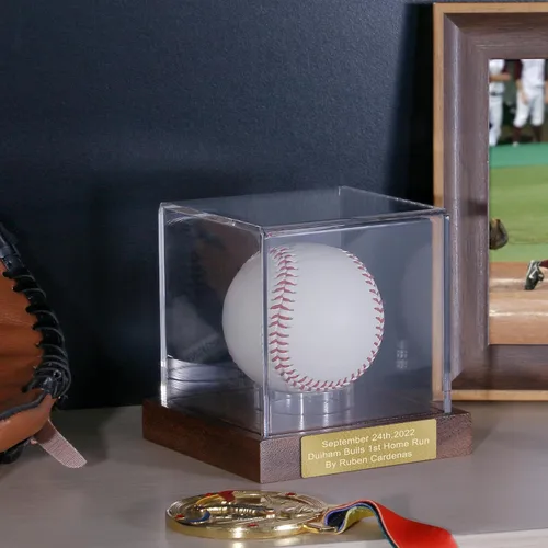 Miniatura 2 de Estuche de exhibición de béisbol, estuche de béisbol con grabado Remember Your Special Baseball, caja de almacenamiento de béisbol acrílica